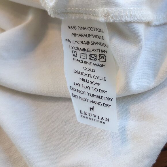 Peruvian Connection Womens Cream Turtleneck Top Long Sleeve Cotton - Picture 5 of 9